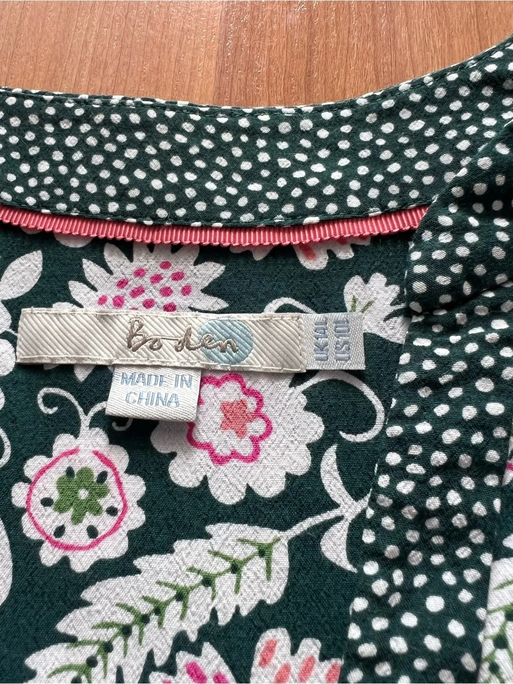Boden Mollie Floral Viscose Dress Green Pink Print Size US 10 - Picture 5 of 11